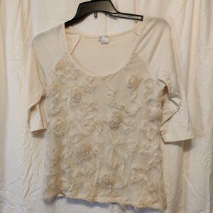 COPY - Pretty Lace frilly roses blouse - womens size XL